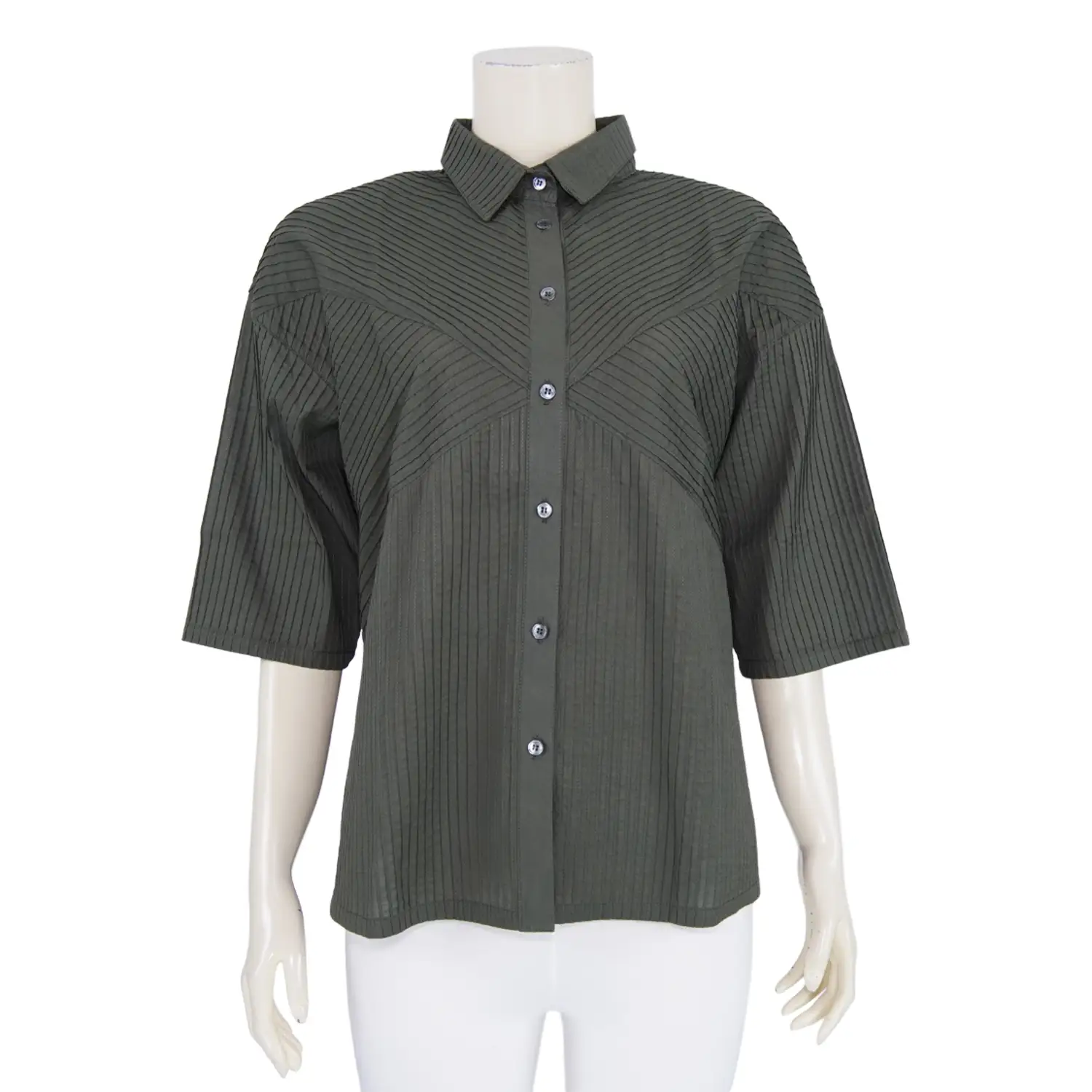 เสื้อเชิ้ตแขน 3 ส่วน ผ้าตีเกล็ดผสม