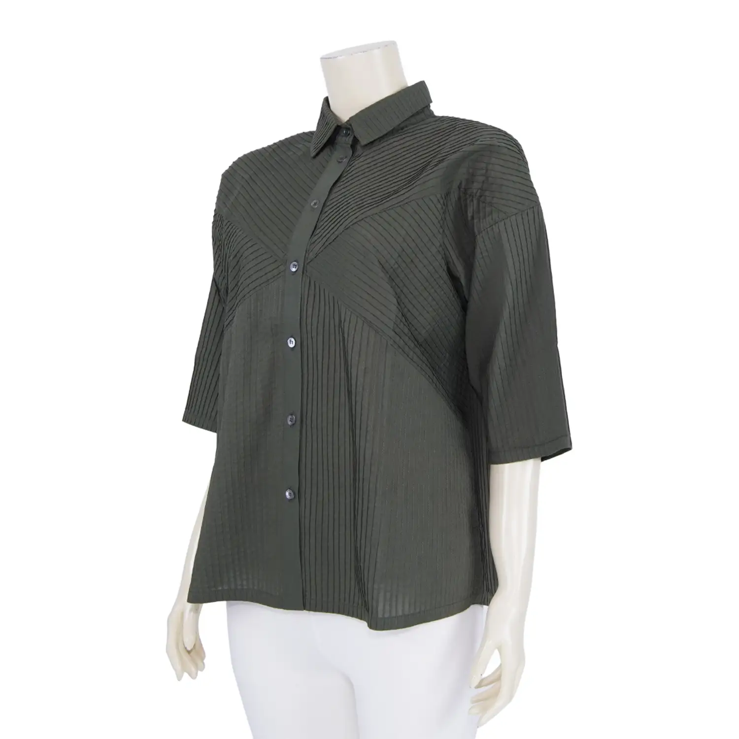 เสื้อเชิ้ตแขน 3 ส่วน ผ้าตีเกล็ดผสม - Image 2