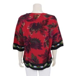 เสื้อคอกลม แขน 3 ส่วน แต่งผ้าปักลายดอกไม้ - Image 5