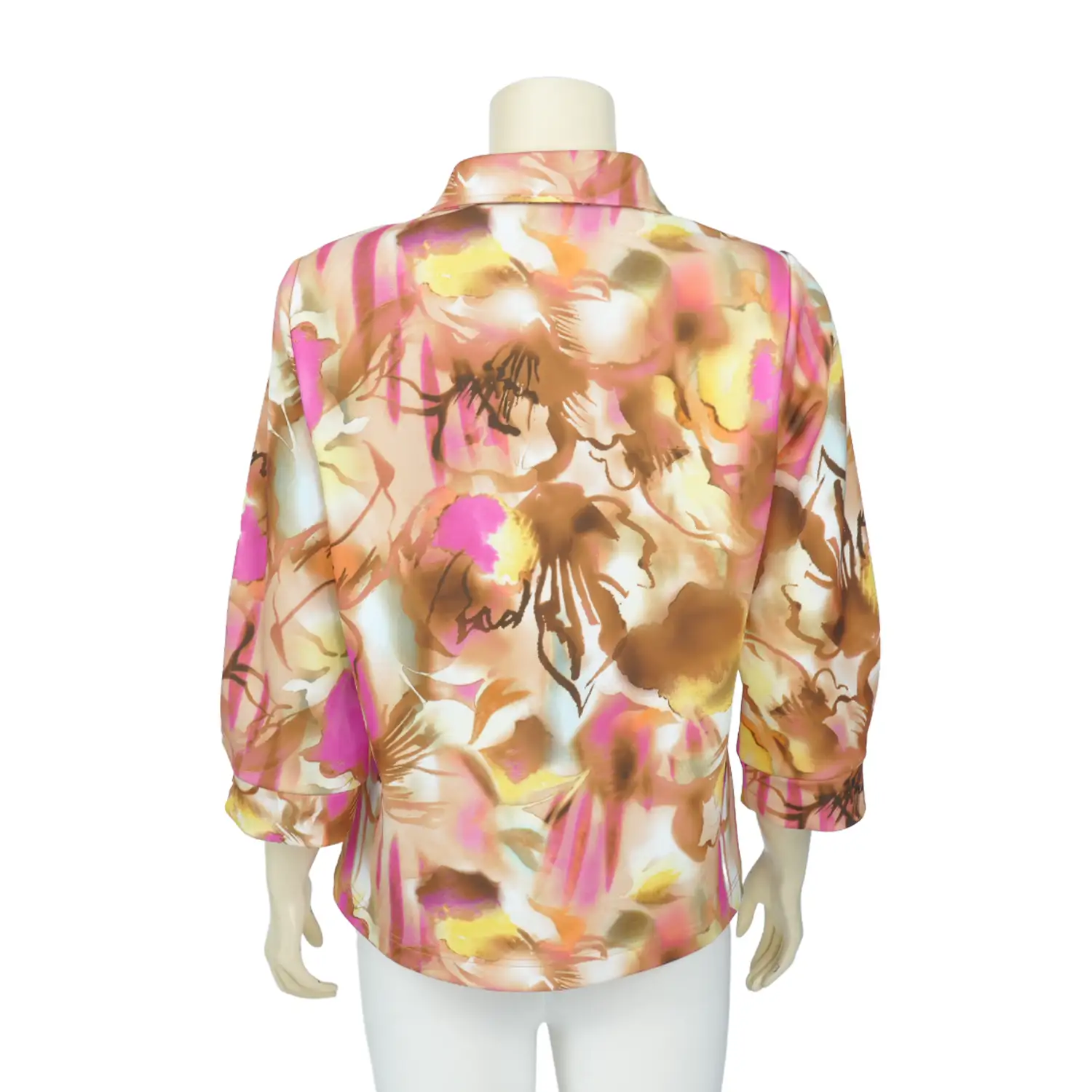 เสื้อเชิ้ต แขน 4 ส่วน ผ้าลายสไตล์สีน้ำ - Image 3