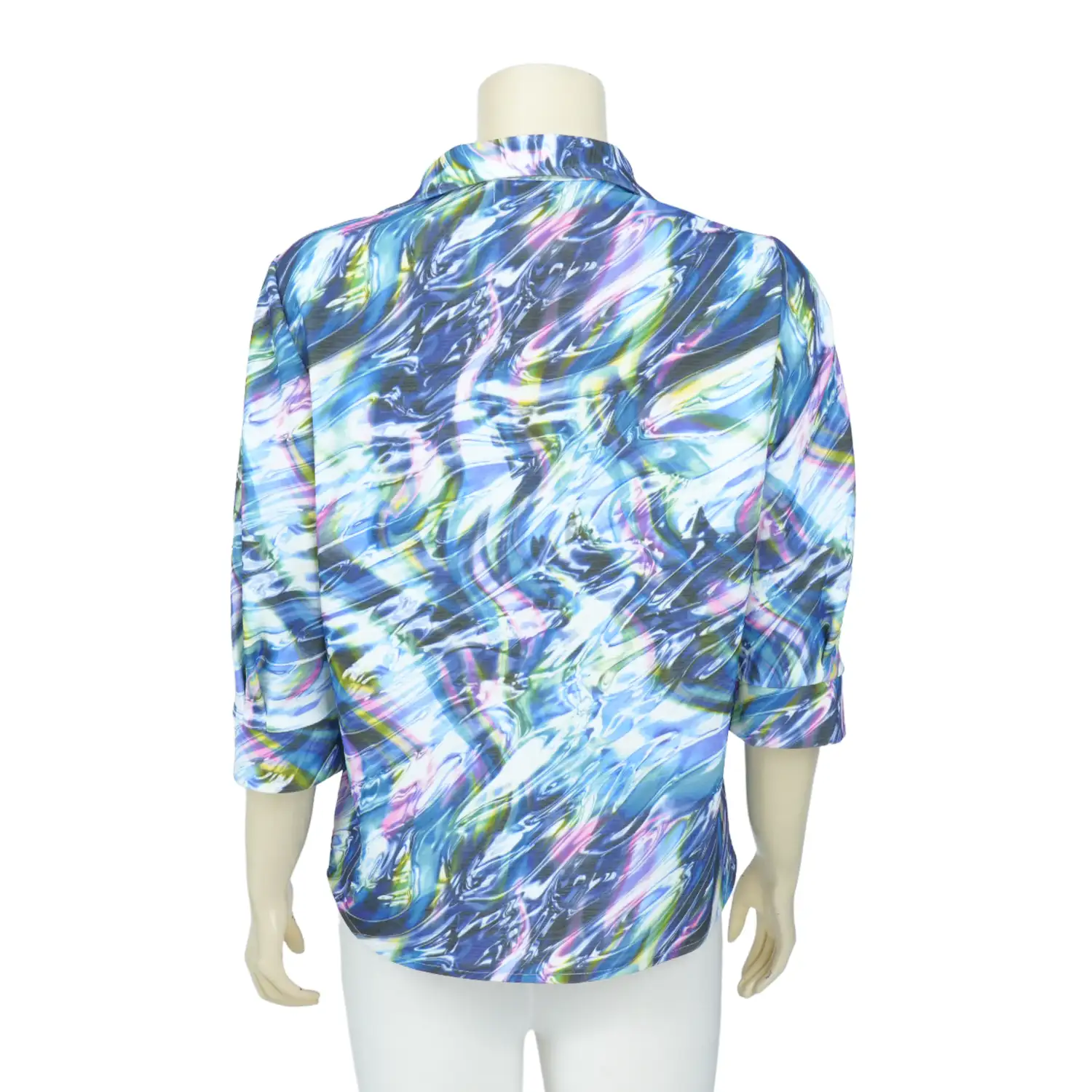 เสื้อเชิ้ตคอปกปีกนก แขน 3 ส่วน ผ้าลายกราฟิก - Image 3