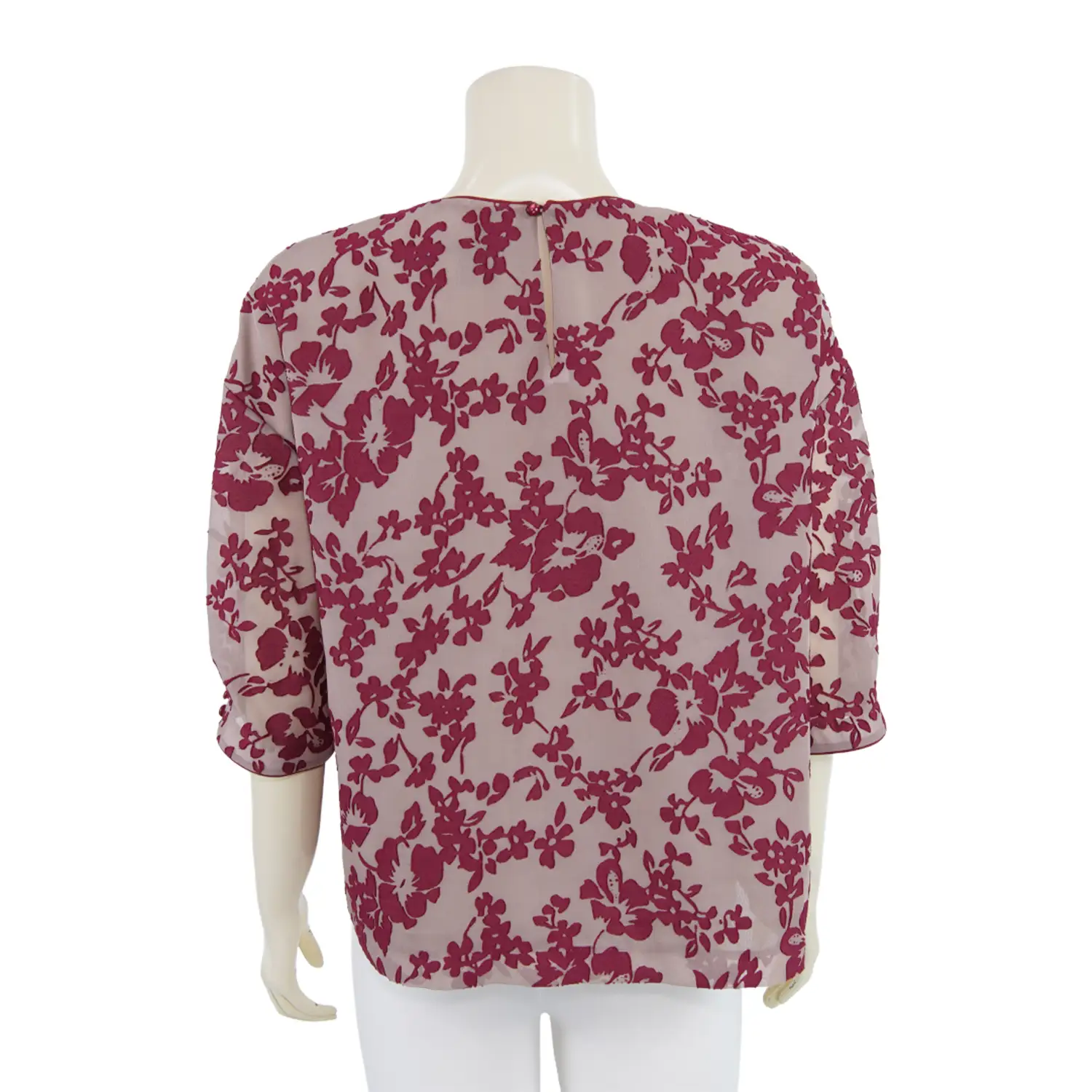 เสื้อคอกลม แขนพอง 4 ส่วน ผ้าเบิร์นเอ้าท์ลายดอกไม้ - Image 5