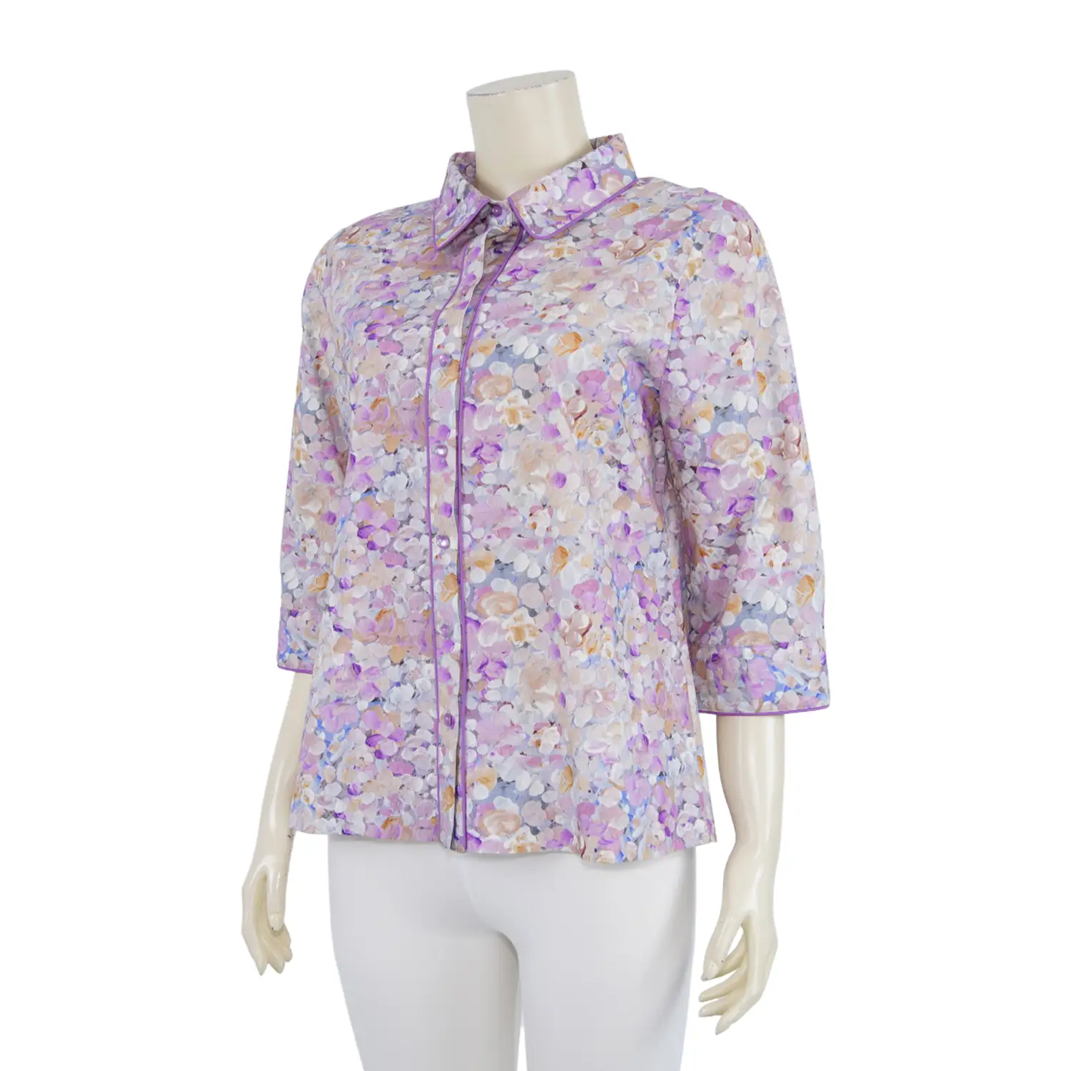 เสื้อเชิ้ต รูดปลายแขนพอง ยาว 4 ส่วน ผ้าลายดอกไม้Itokin Boutique - Image 2