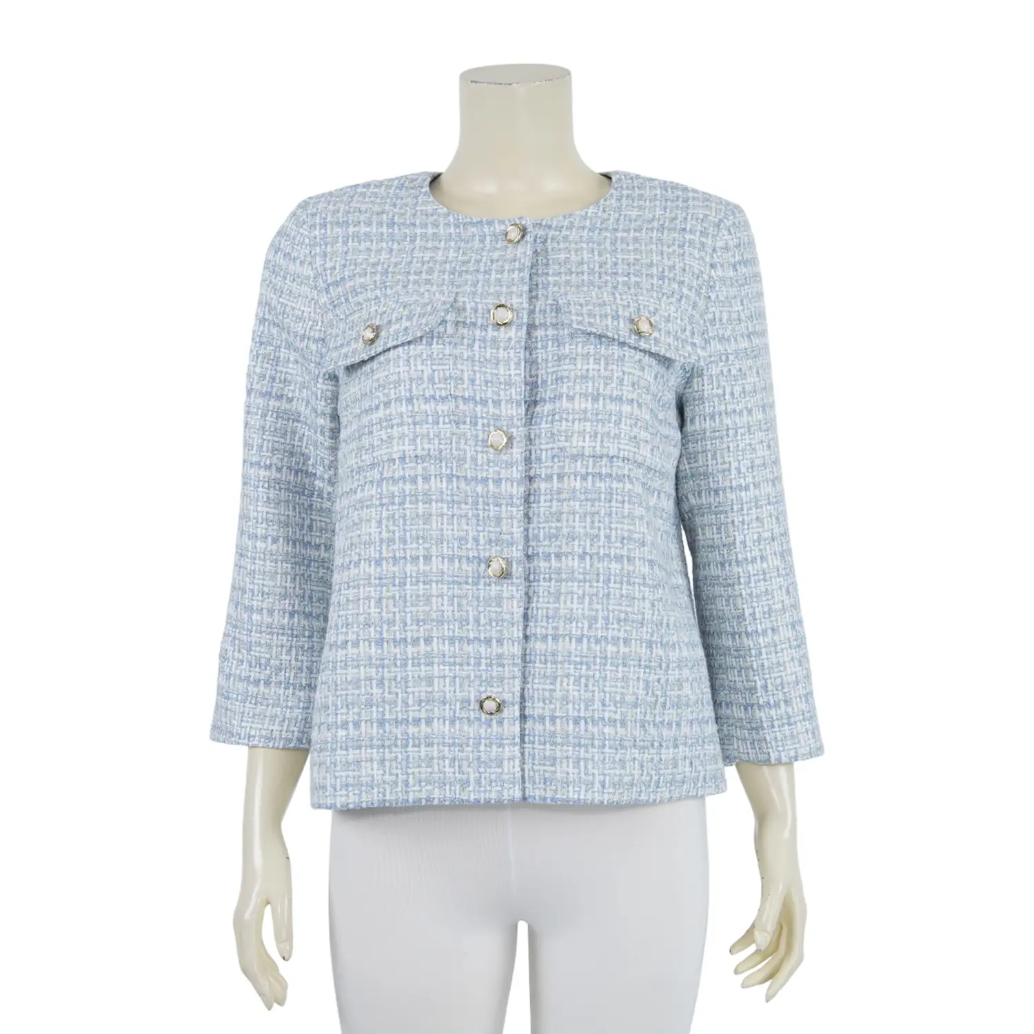 เสื้อแจ็คเก็ต คอกลม แขนยาว ผ้าทวีตแต่งด้ายชิมเมอร์ - Image 2