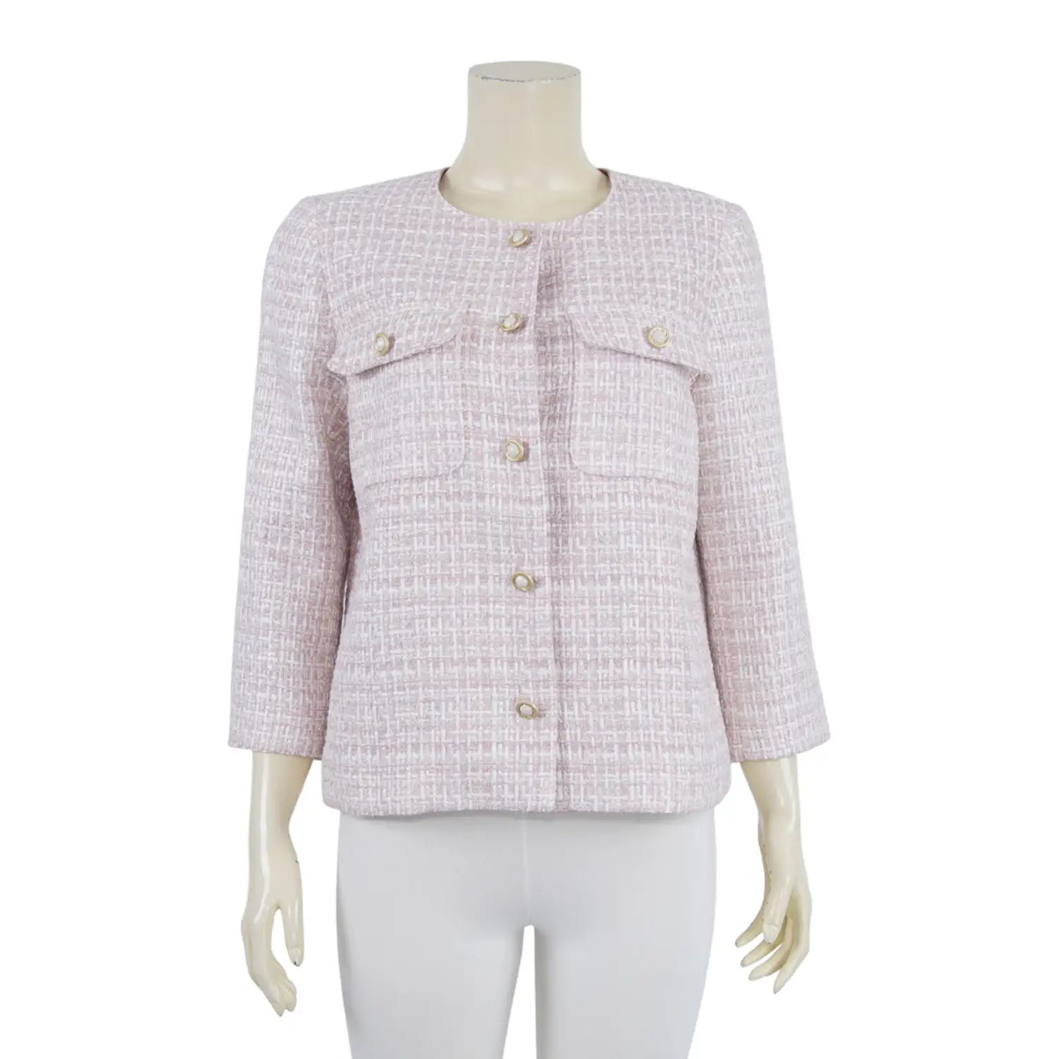 เสื้อแจ็คเก็ต คอกลม แขนยาว ผ้าทวีตแต่งด้ายชิมเมอร์ - Image 3