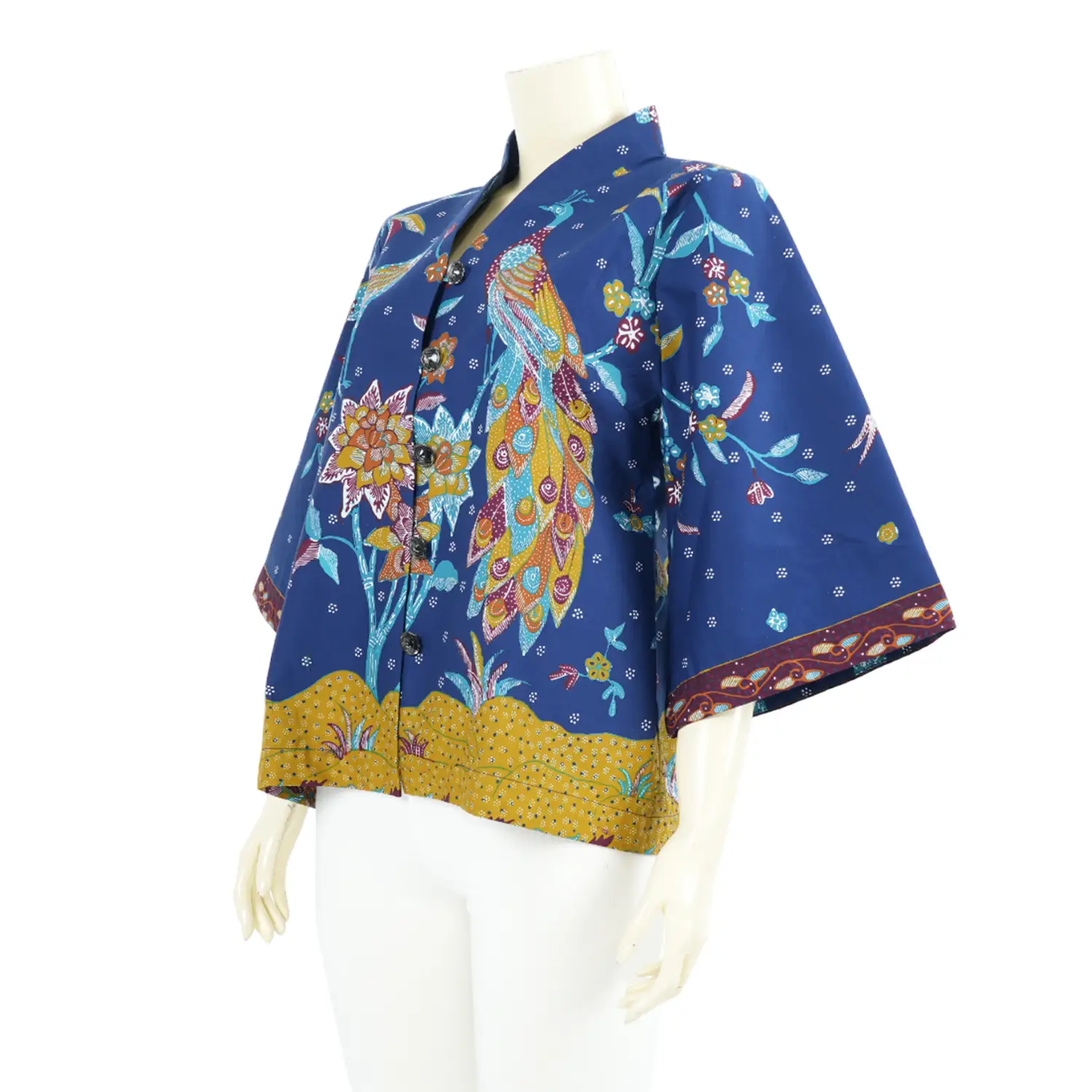 เสื้อคอปีนแขนบาน 3 ส่วน ผ้าปาเต๊ะลายนกยูง - Image 2