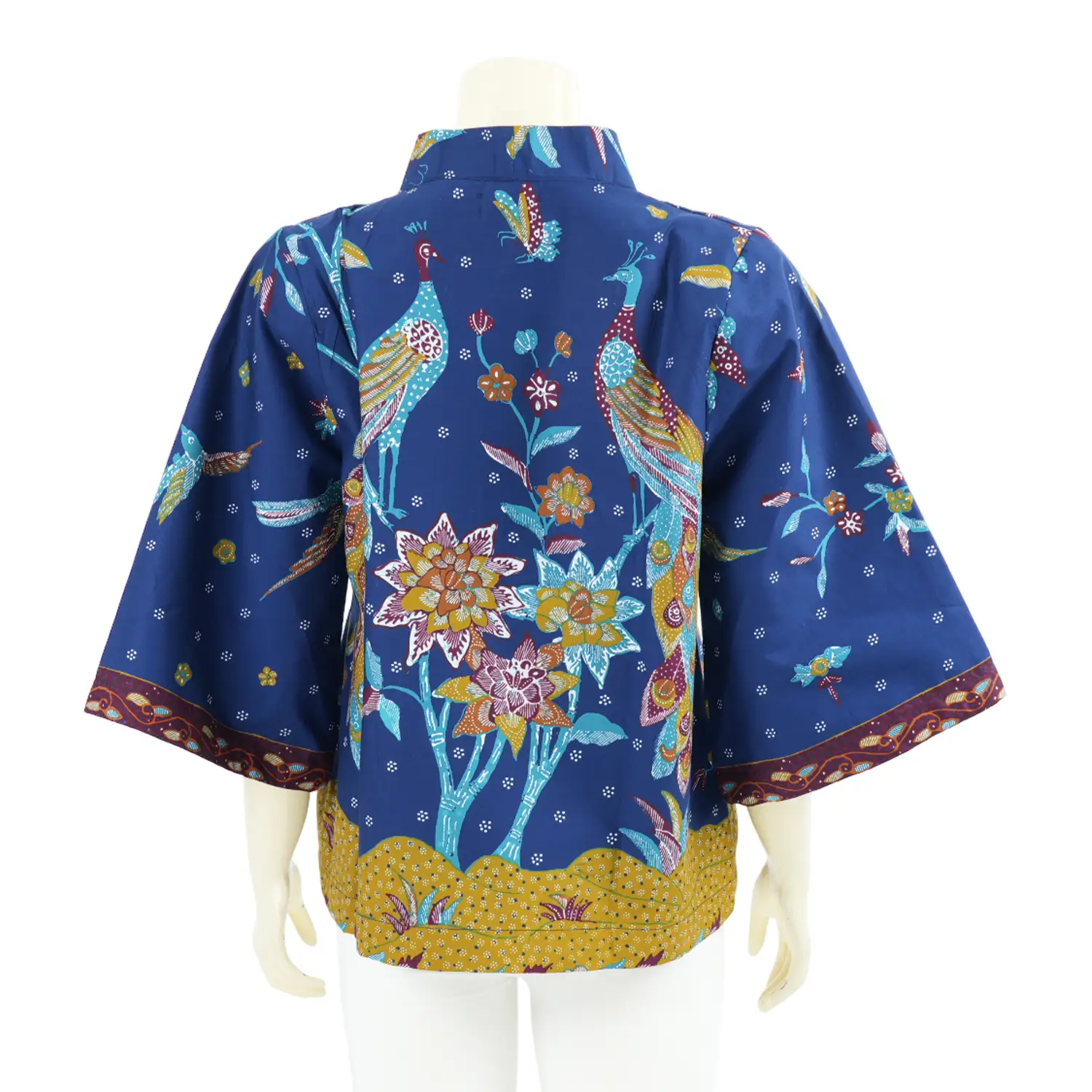 เสื้อคอปีนแขนบาน 3 ส่วน ผ้าปาเต๊ะลายนกยูง - Image 3