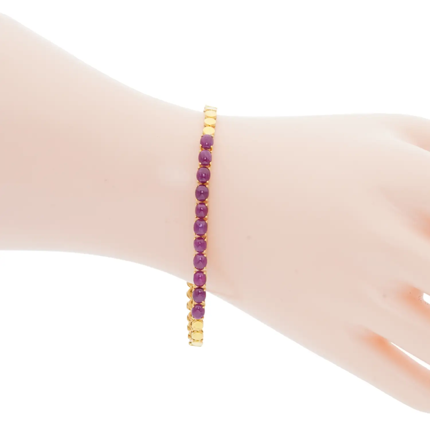 สร้อยข้อมือเงิน925 ชุบทอง24K ประดับทับทิม - Image 2