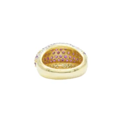แหวนเงิน925 ชุบทอง20K ประดับทับทิม และโทแพซสีขาวหน้าแหวนแบบโค้ง - Image 4