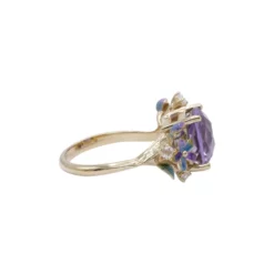 แหวนเงิน925 ชุบทอง18K ประดับแอเมทิสต์ และโทแพซสีขาว - Image 3