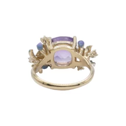 แหวนเงิน925 ชุบทอง18K ประดับแอเมทิสต์ และโทแพซสีขาว - Image 4