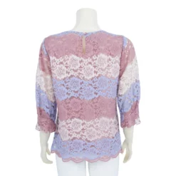 เสื้อคอกลมแขนกระบอก 3 ส่วน ผ้าลูกไม้แฟนซีลายดอกไม้ไล่เฉดสี - Image 5
