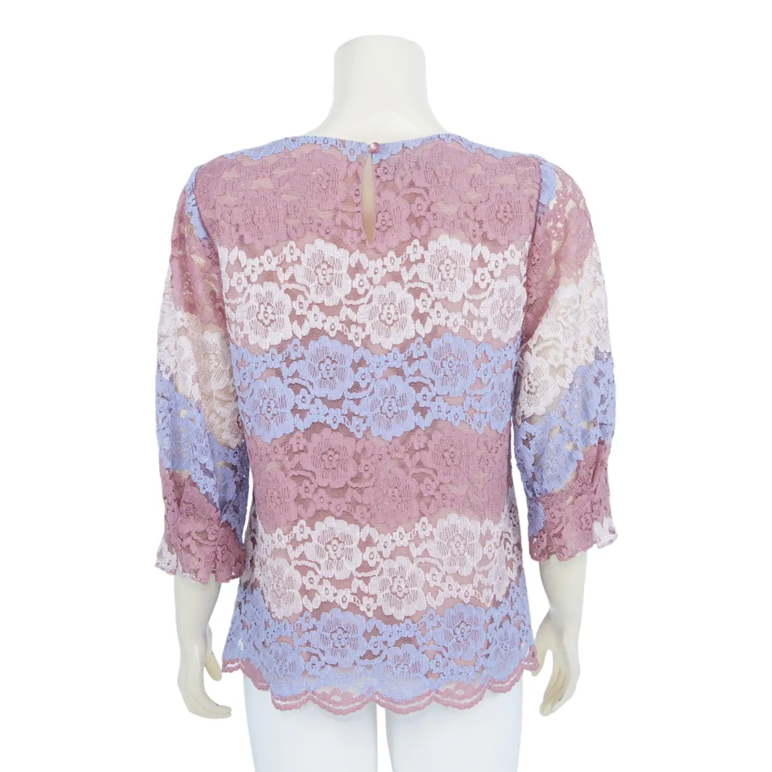 เสื้อคอกลมแขนกระบอก 3 ส่วน ผ้าลูกไม้แฟนซีลายดอกไม้ไล่เฉดสี - Image 5