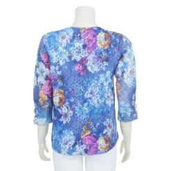 เสื้อคอกลมแขนกระบอก 3 ส่วน ผ้าลูกไม้ฮันน่าลายดอกไม้ - Image 3
