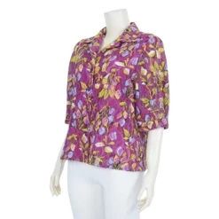 เสื้อเชิ้ตแขนกระบอก 3 ส่วน ผ้าลูกไม้ราเชลลายดอกไม้ - Image 2