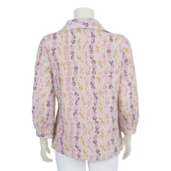 เสื้อเชิ้ตคอปกปีกนกแขนกระบอก 4 ส่วน ผ้าลูกไม้ราเชลลายดอกไม้ - Image 3