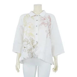 เสื้อเชิ้ต แขนแร็กแลนยาว 5 ส่วน ผ้าลินินพิมพ์ลาย - Image 2