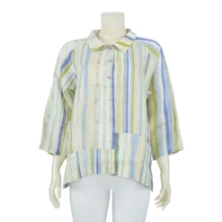 เสื้อเชิ้ต แขนแร็กแลนยาว 5 ส่วน ผ้าลินินพิมพ์ลาย - Image 3