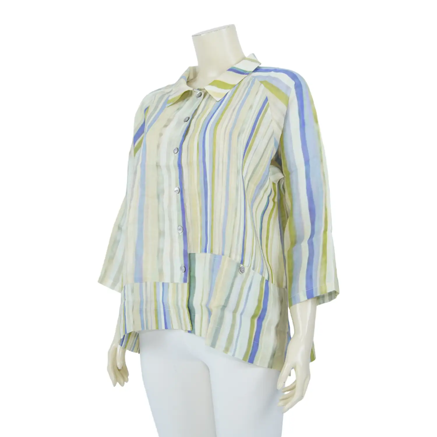 เสื้อเชิ้ต แขนแร็กแลนยาว 5 ส่วน ผ้าลินินพิมพ์ลาย - Image 4
