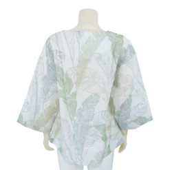 เสื้อคอกลมแขน 4 ส่วน ผ้าลินินลายใบไม้ - Image 3