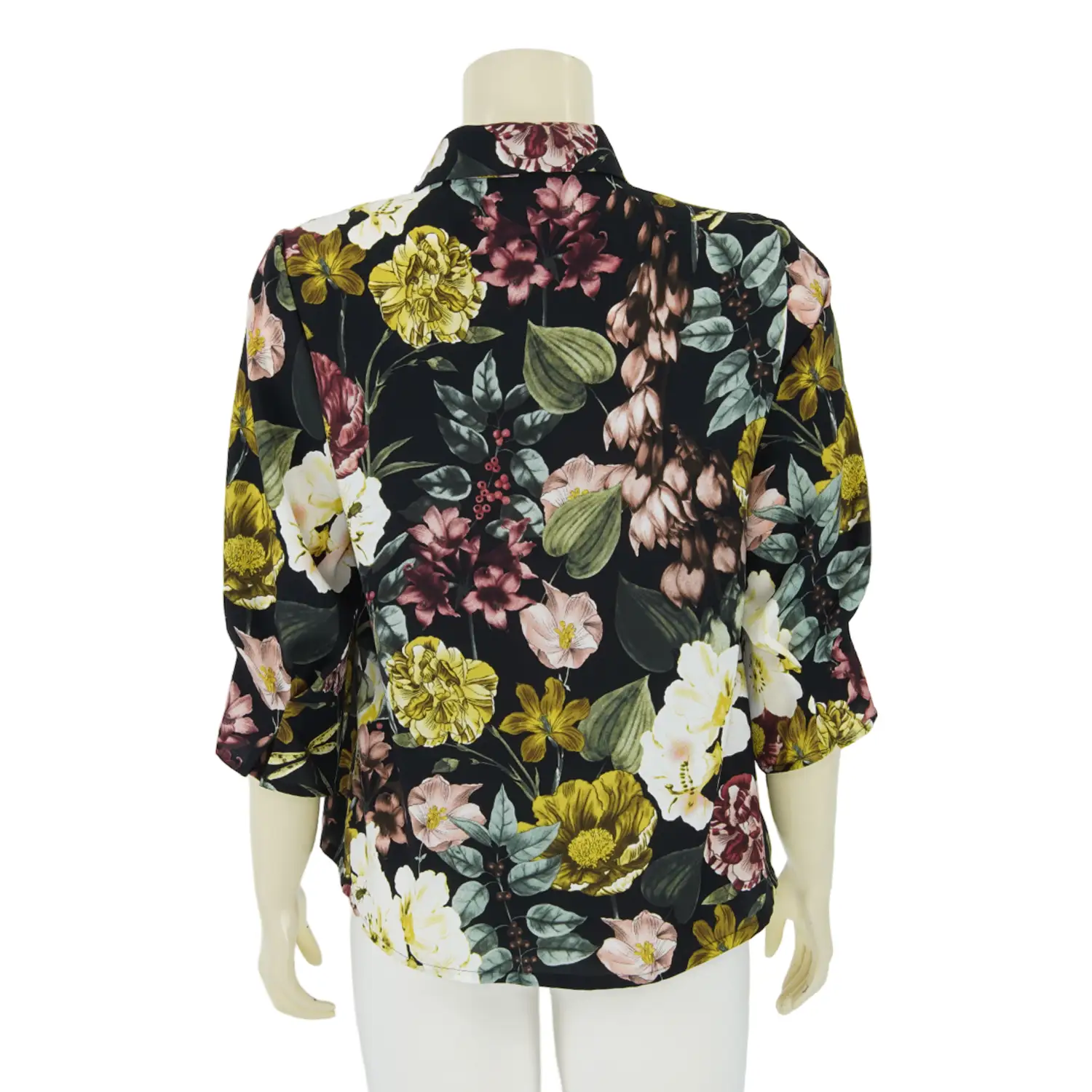 เสื้อคอกลม แต่งโบว์ แขน 3 ส่วน ผ้าพีชสกินลายดอกไม้ - Image 3