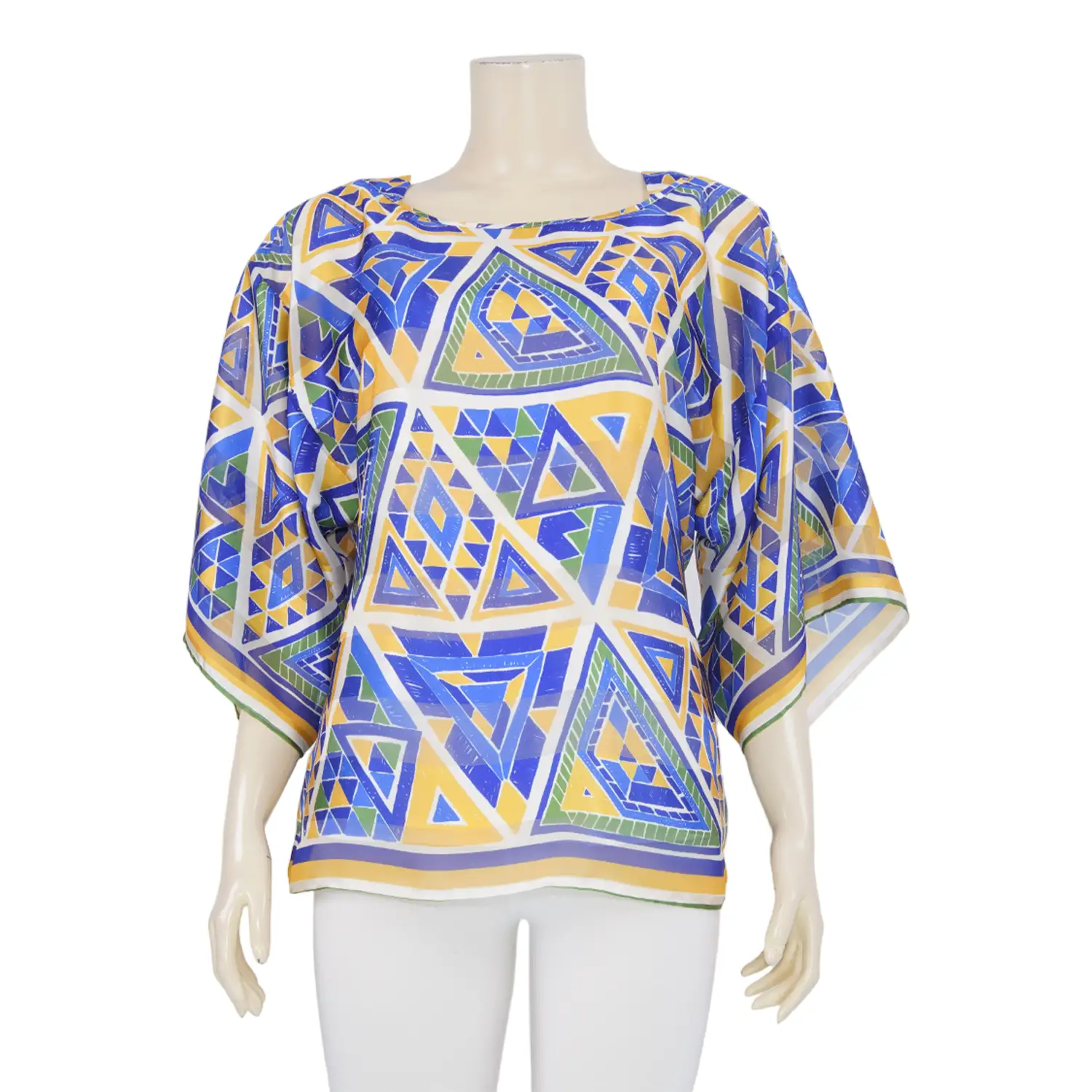 เสื้อคอปาด แขนกระบอกกว้าง ผ้าลาย Modern Tribal เสริมเชือกผูก