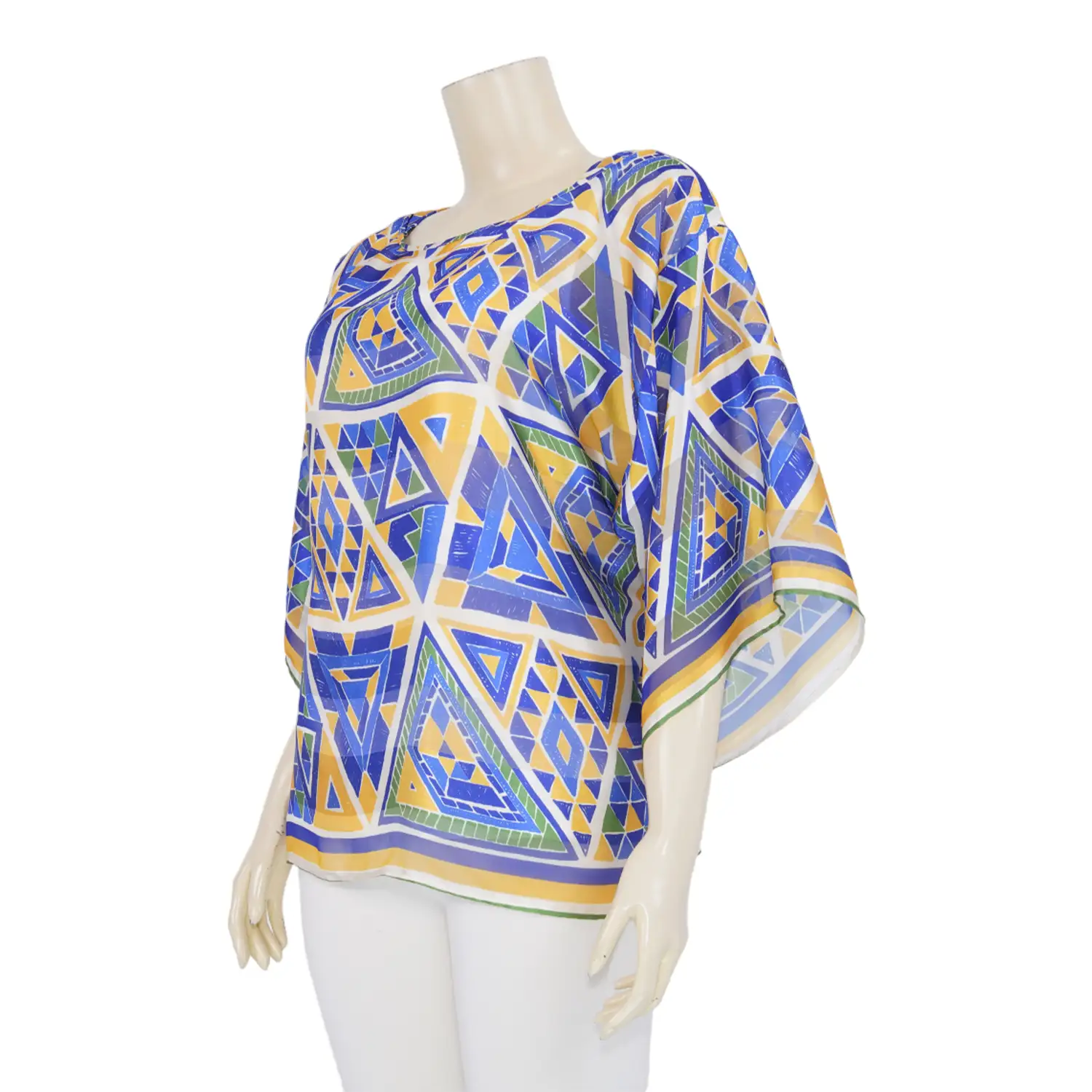 เสื้อคอปาด แขนกระบอกกว้าง ผ้าลาย Modern Tribal เสริมเชือกผูก - Image 2