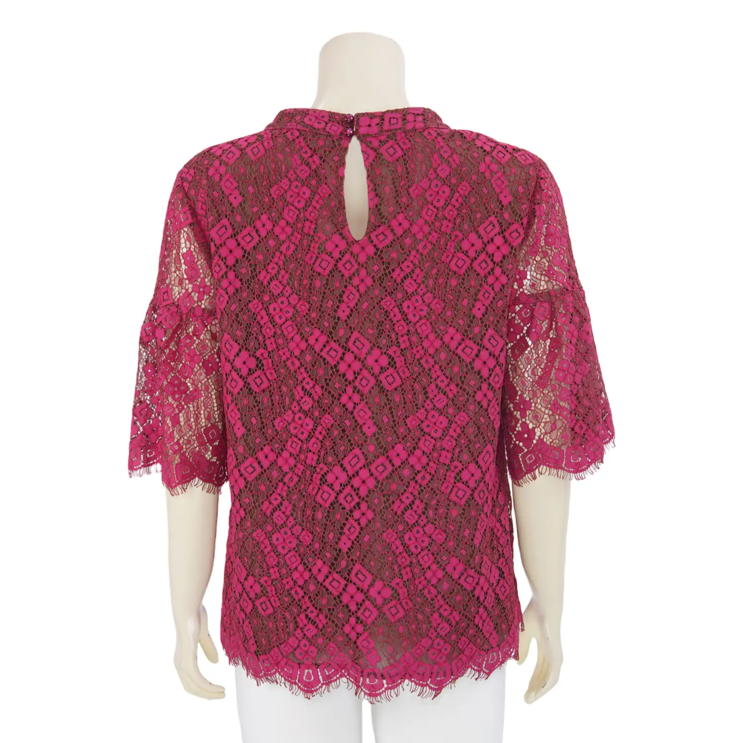 เสื้อคอตั้ง แขนบานทรงกระดิ่ง ผ้าลูกไม้ลายดอกไม้ - Image 5