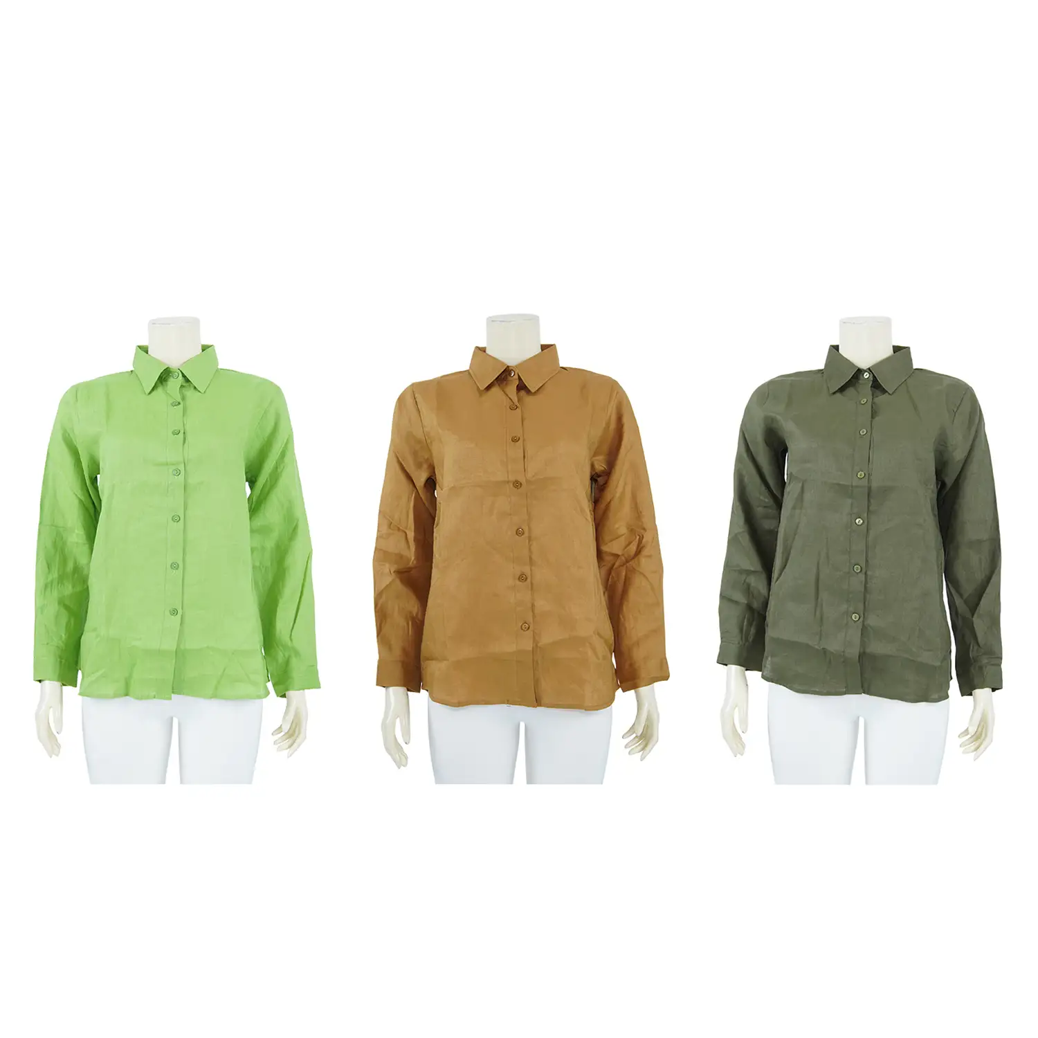 เสื้อเชิ่ตแขนยาว ผ้าลินินสีพื้น