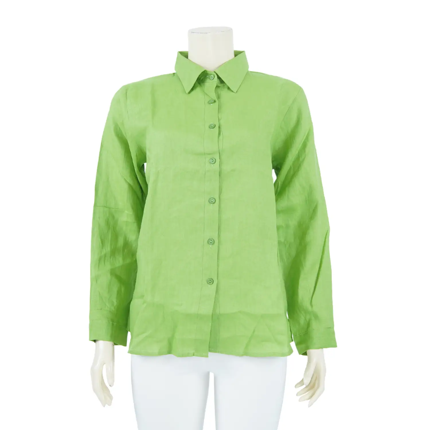 เสื้อเชิ่ตแขนยาว ผ้าลินินสีพื้น - Image 3