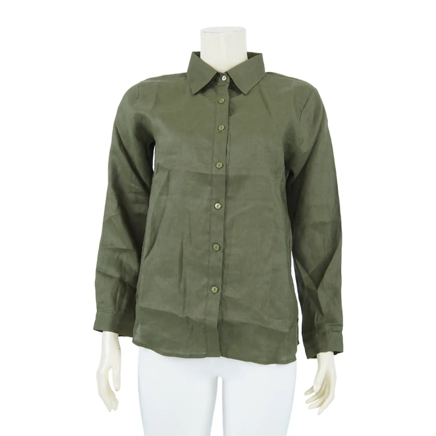 เสื้อเชิ่ตแขนยาว ผ้าลินินสีพื้น - Image 2