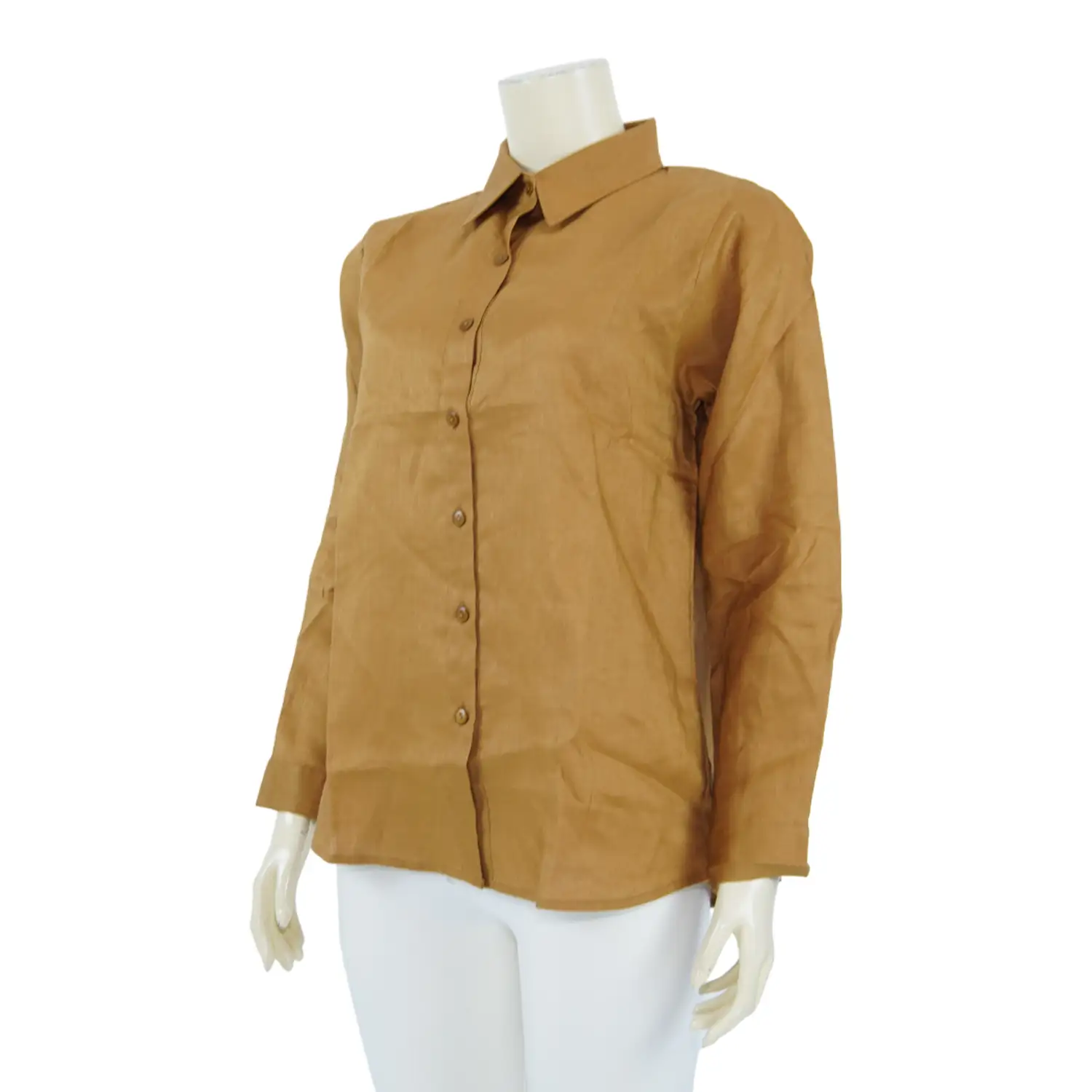 เสื้อเชิ่ตแขนยาว ผ้าลินินสีพื้น - Image 5