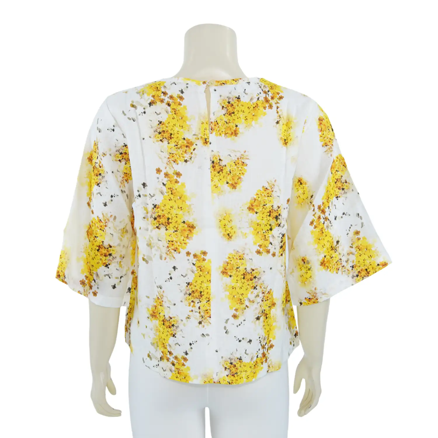 เสื้อคอกลม แขนบานยาว 3 ส่วน ผ้าลินินลายดอกไม้ - Image 3