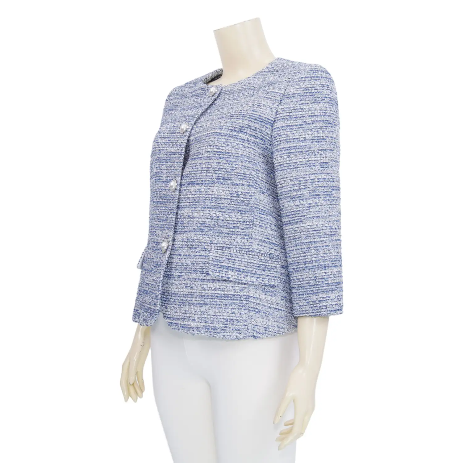 เสื้อแจ็คเก็ตคอกลม แขน 5 ส่วน ผ้าทวีตแต่งด้ายชิมเมอร์ - Image 2