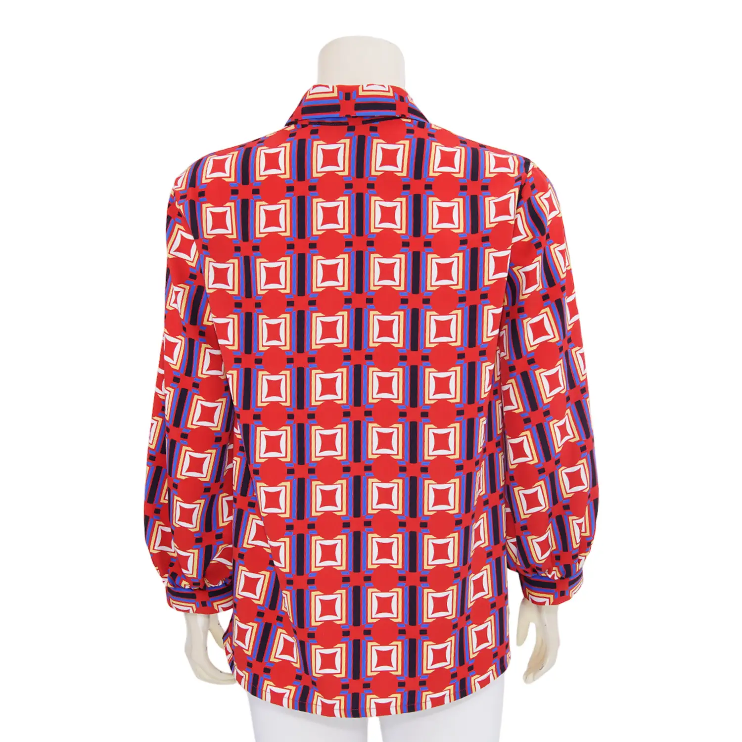 เสื้อเชิ้ต แขนกระบอกยาว ผ้าพีชสกินลายเหลี่ยม - Image 5