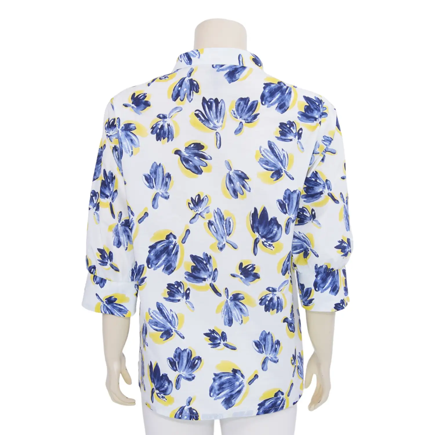 เสื้อคอตั้งแขน 3 ส่วน ผ้าคอตตอนลายดอกไม้ - Image 3