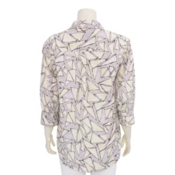 เสื้อเชิ้ตแขนกระบอก 3 ส่วน ผ้าพีชสกินลายสามเหลี่ยม - Image 5