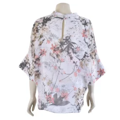 เสื้อสตรีคอกลม แขน ค้างคาวยาว 3 ส่วน  ผ้าชีฟองพิมพ์ลายดอกไม้ - Image 5