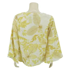 เสื้อสตรีคอวี แขนยาว 5 ส่วน  ตัดต่อแขนบานทรงกระดิ่ง  ผ้าพิมพ์ลายจากใบไม้ - Image 3