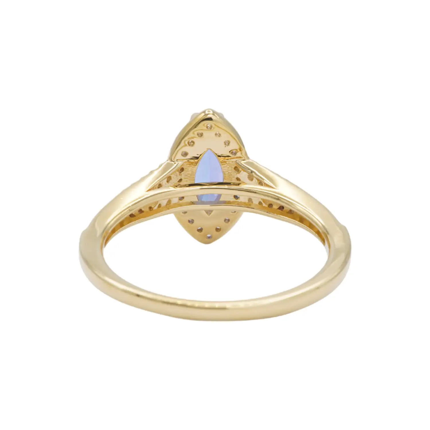 แหวนเงิน925 ชุบทอง18K ประดับแทนซาไนต์ และโทแพซสีขาว สไตล์ฮาโล - Image 4