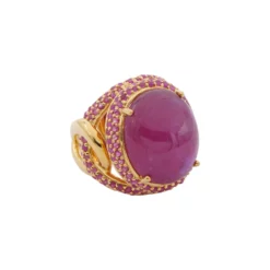 แหวนเงิน925 ชุบทอง18K ประดับทับทิม - Image 2