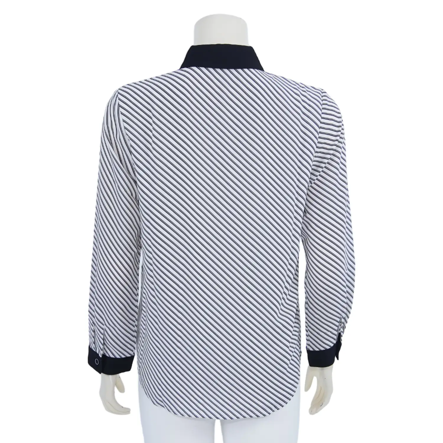 เสื้อเชิ้ต แขนยาวผ้าลายทางแนวเฉียง - Image 3