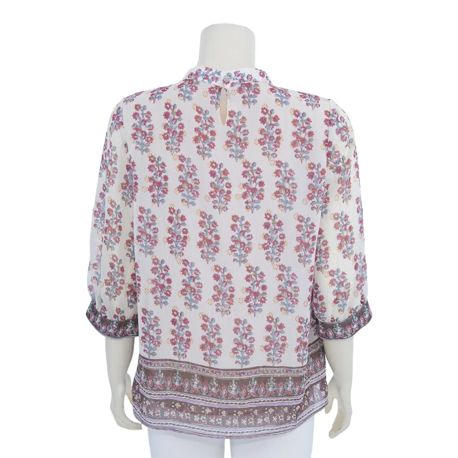 เสื้อคอกลม แขน 4 ส่วน ผ้าลายดอกไม้ - Image 3
