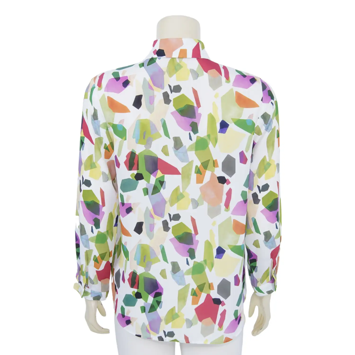เสื้อเชิ้ตสตรี แขน 4 ส่วน ผ้าลายกราฟิกหลากสี - Image 3