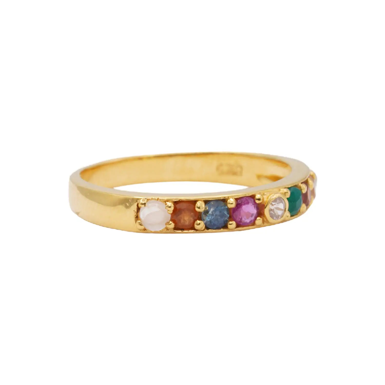 แหวนเงิน925 ชุบทอง24K ประดับอัญมณีหลากชนิด - Image 2