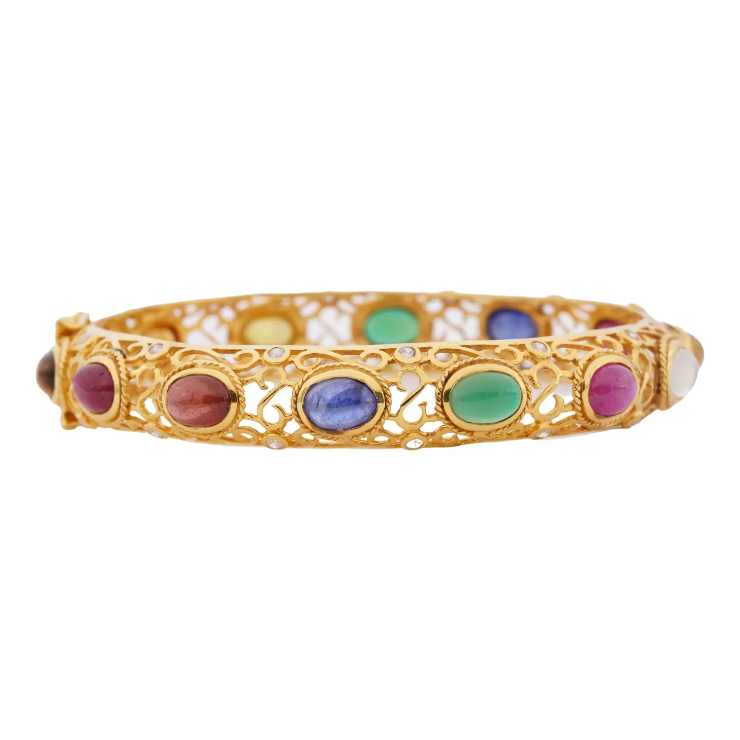 กำไลข้อมือ เงิน925 ชุบทอง24K ประดับอัญมณีหลากชนิด