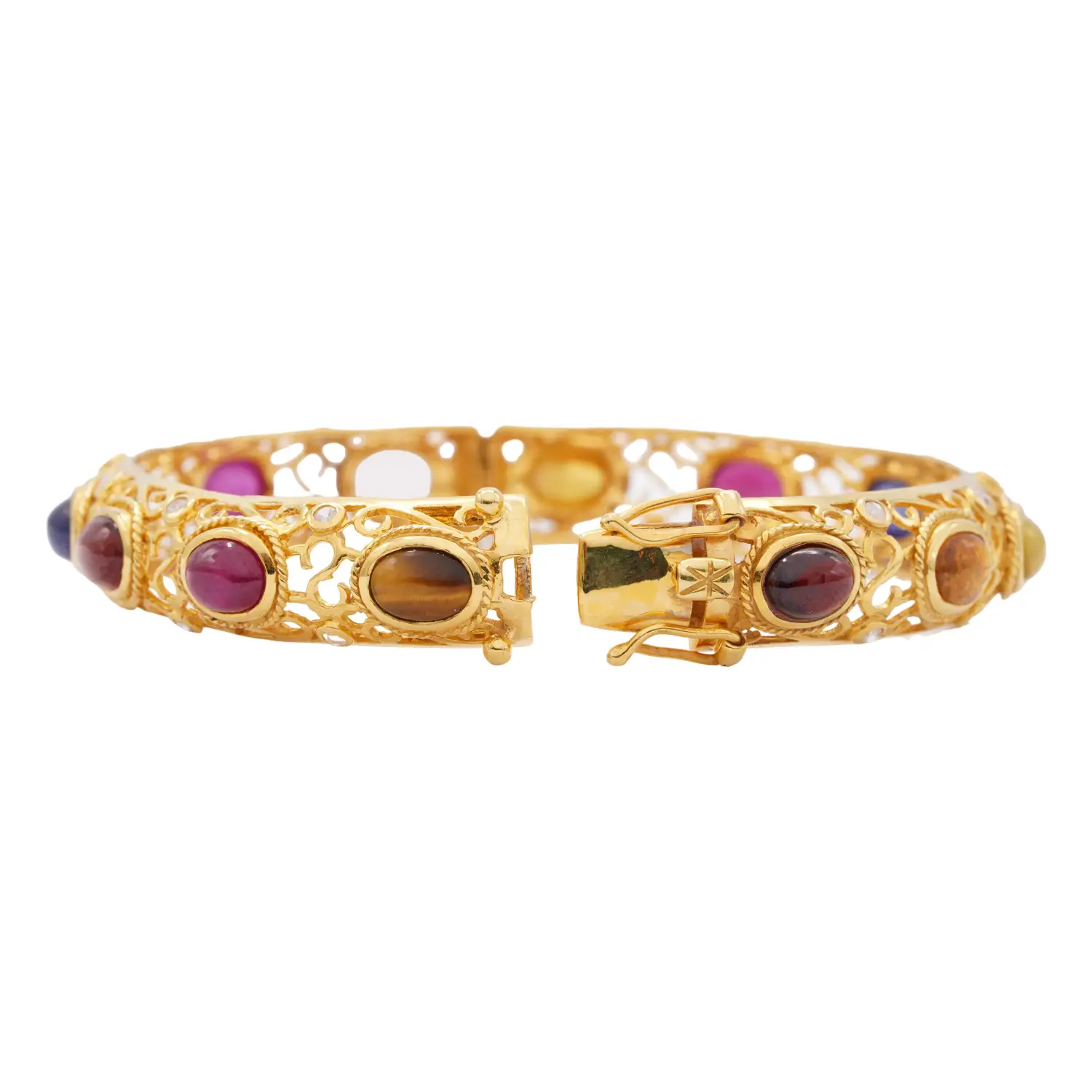 กำไลข้อมือ เงิน925 ชุบทอง24K ประดับอัญมณีหลากชนิด - Image 3
