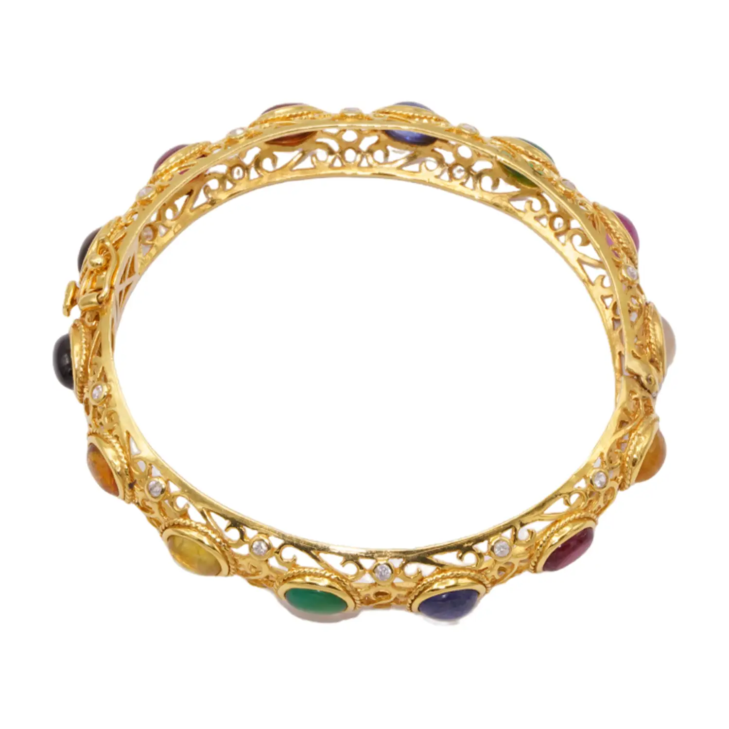 กำไลข้อมือ เงิน925 ชุบทอง24K ประดับอัญมณีหลากชนิด - Image 4