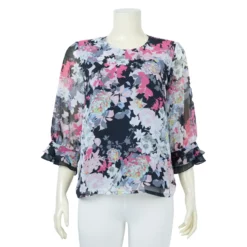 เสื้อคอกลม แขน 3 ส่วน ลายฟลอรัล - Image 3
