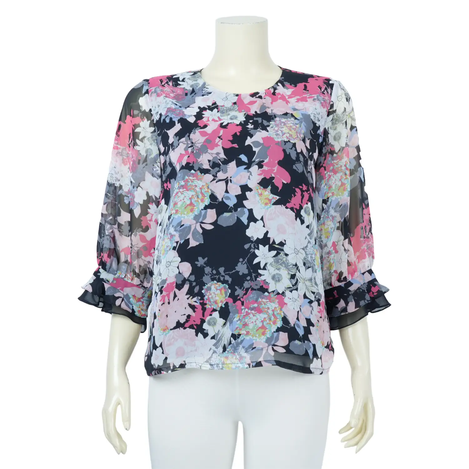 เสื้อคอกลม แขน 3 ส่วน ลายฟลอรัล - Image 3